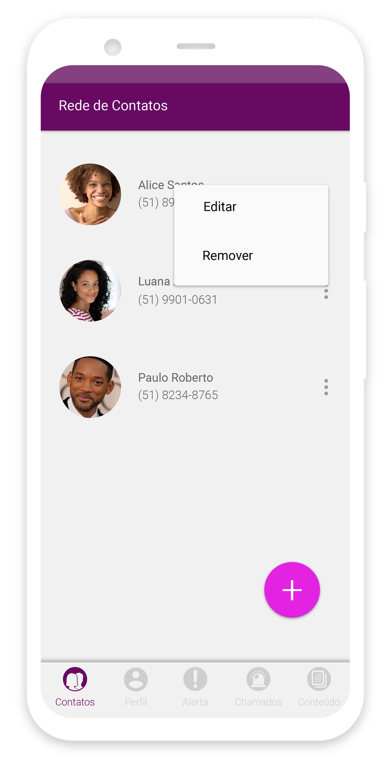 Edição/Remoção de contatos